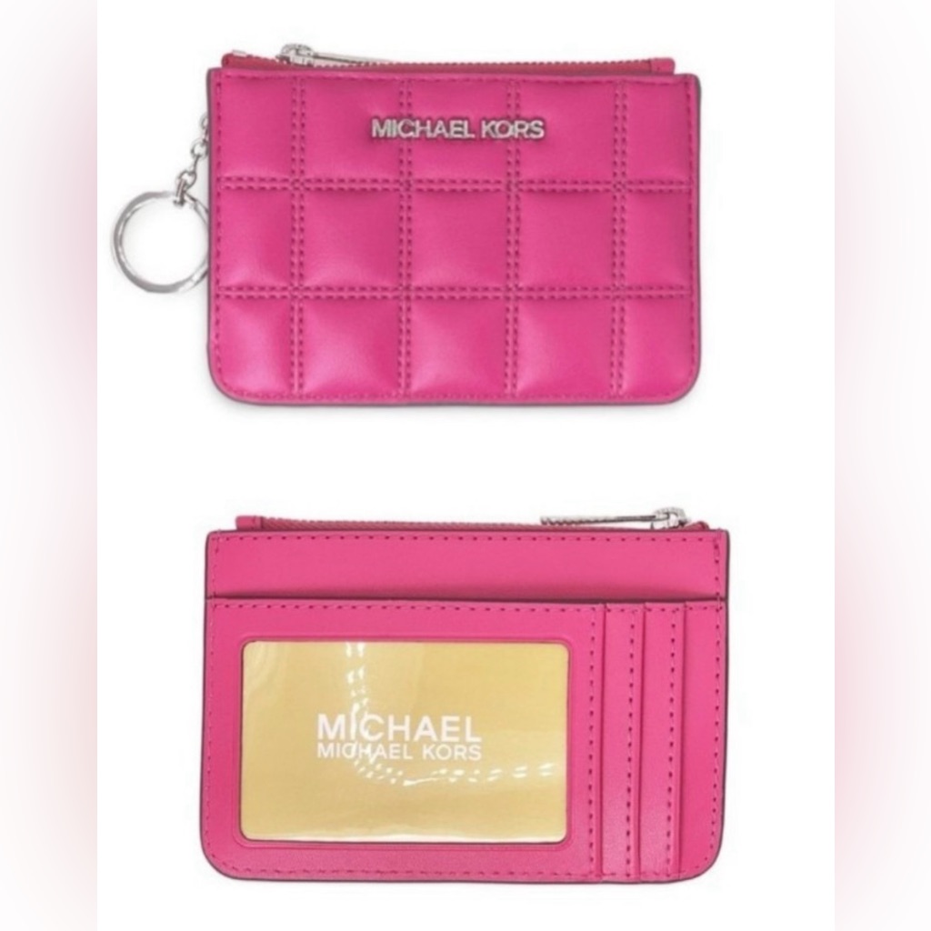 Nwt Michael Kors | Dragonfruit Pink Card Holder Coin Pouch Key Holder $228